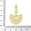 Brass Clear Cubic Zirconia Fan European Dangle Charms KK-Z090-05G-3