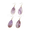 Natural Amethyst Teardrop Dangle Earrings EJEW-G331-01G-02-1