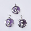 Natural Amethyst Kitten Pendants G-K234-D09-1