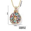 Brass Pave Colorful Cubic Zirconia Letter Pendant Box Chain Necklaces NU0575-15-1