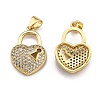 Brass Micro Pave Clear Cubic Zirconia Pendants ZIRC-J025-65G-2