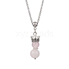 Handmade Glass Beaded Prince with Crown Pendant 304 Stainless Steel Cable Necklaces for Women NJEW-JN05447-01-2
