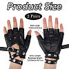 2 Pairs PU Leather Biker Punk Gloves with Belt AJEW-CL0003-02-2