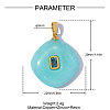 Brass Micro Pave Dark Turquoise Cubic Zirconia Pendants CU-OY001-60G-2