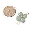 Natural Green Aventurine Copper Wire Wrapped Shamrock Pendants PALLOY-JF02972-01-2