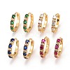 Real 18K Gold Plated Brass Cubic Zirconia Huggie Hoop Earrings EJEW-C012-08-1