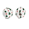 Christmas Printed Schima Wood European Beads WOOD-G024-02C-2