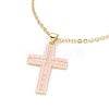 Brass Micro Pave Cubic Zirconia Cross Pendant Necklaces NJEW-F281-08-2