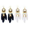2Pairs 2 Colors Feather Chandelier Earrings EJEW-TA0001-81C-1