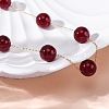 304 Stainless Steel & Round Natural Carnelian(Dyed & Heated) Link Chain Necklaces NJEW-U026-13G-2