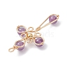 4Pcs 4 Styles Natural Amethyst & Carnelian(Dyed & Heated) & Green Aventurine & Tiger Eye Pendants PALLOY-TA00326-5