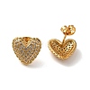 Rack Plating Heart Brass Micro Pave Cubic Zirconia Stud Earrings EJEW-L224-73G-1