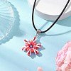 Glass Seed Beads & Polymer Clay & Evil Eye Lampwork Snowflake Pendant Necklaces NJEW-MZ00102-04-1