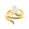 Colorful Cubic Zirconia Snake Wrapped Stackable Open Cuff Ring for Women ZIRC-P096-28G-2