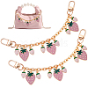2Pcs Alloy Enamel Pink and Plum Strawberry Charm Cable Chain Bag Decorative Chains HJEW-BBC0001-30-1