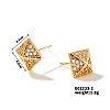 Shiny Delicate Stud Earrings with Vintage Pyramid Design and Full Rhinestones DN2291-2-1