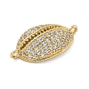 Rack Plating Brass Micro Pave Clear Cubic Zirconia Shell Shaped Connector Charms KK-A234-078G-2