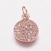 Brass Cubic Zirconia Charms KK-P134-25-2