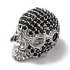 Skull Shape Rack Plating Brass with Cubic Zirconia Beads KK-S406-14P-2