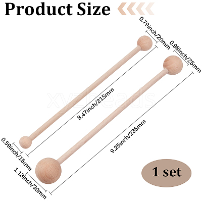 2Pcs Beech Wood Modeling Tools TOOL-WH20002-16-1