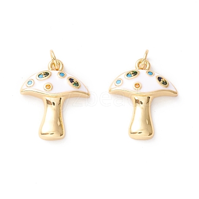 Autumn Theme Rack Plating Brass Micro Pave Colorful Cubic Zirconia Pendants KK-D073-06G-03-1
