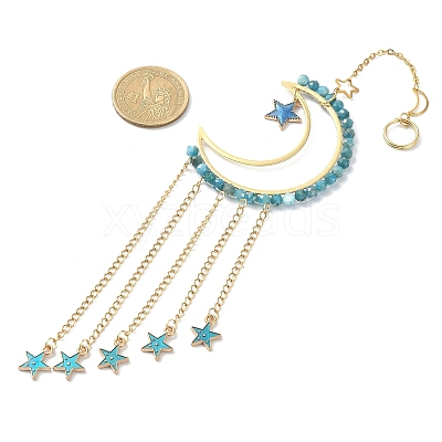 Natural Apatite & Brass Moon Pendant Decorations HJEW-JM01198-02-1