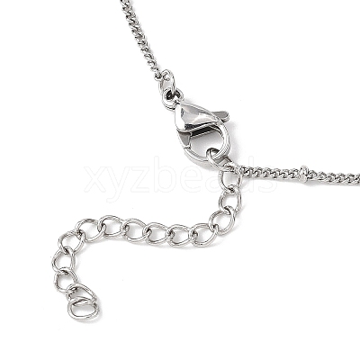 Porcelain Lucky Cat Pendant 304 Stainless Steel Twist Chain Necklaces for Women Men NJEW-JN05552-1