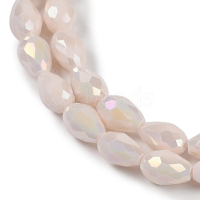 Opaque Solid Color Electroplate Glass Beads Strands EGLA-N013-P6mm-B08-1