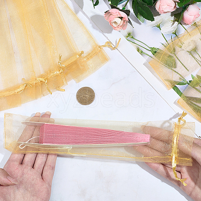 100Pcs Organza Drawstring Bags for Chinese Fan OP-GF0001-02B-1