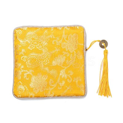 Chinese Brocade Tassel Zipper Jewelry Bag Gift Pouch ABAG-F005-02-1