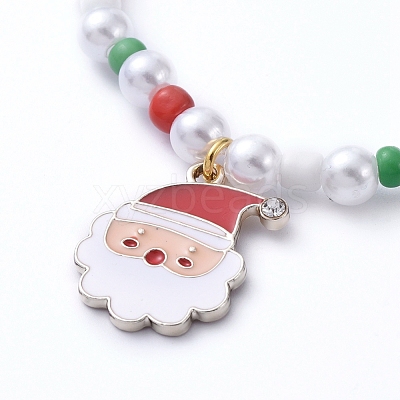Christmas Theme Stretch Charm Bracelets BJEW-JB05239-M-1