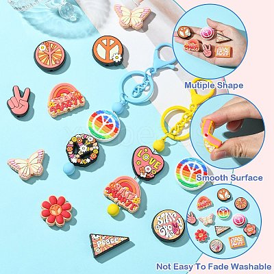 26Pcs 13 Styles Peace Themed PVC Plastic Beads PVC-CJ0001-02-1