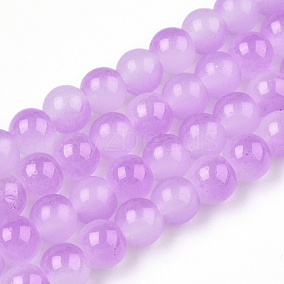 Baking Paint Imitation Jade Glass Round Bead Strands DGLA-N003-8mm-05-1