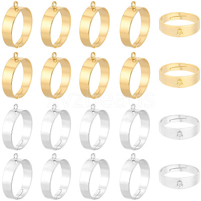 20Pcs 2 Colors Adjustable Brass Finger Rings Setting for Hanging Pendant KK-BBC0027-80-1