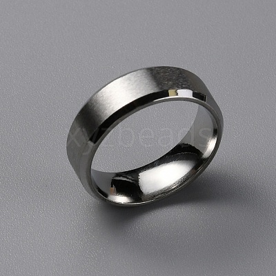 Matte Style 304 Stainless Steel Wide Band Finger Rings for Women Men RJEW-WH0009-14A-P-1