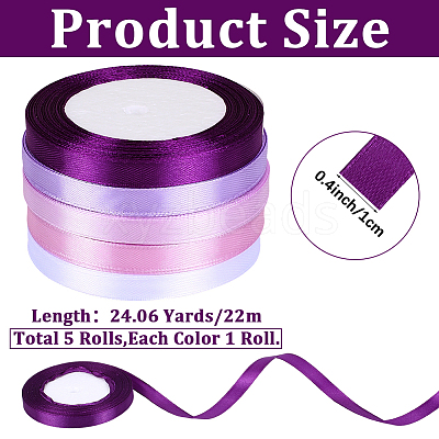 5 Rolls 5 Colors Polyester Ribbon OCOR-CP0001-26C-1
