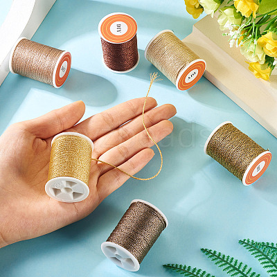6Rolls 6 Colors Polyester Metallic Thread OCOR-TA0002-82B-1