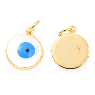 Brass Enamel Pendants ZIRC-J025-71G-B-1