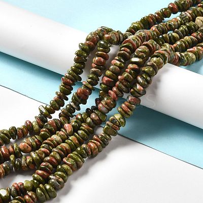 Natural Unakite Beads Strands G-G841-B13-1
