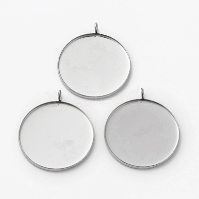 Non-Tarnish 304 Stainless Steel Pendant Cabochon Settings STAS-L253-011A-P-1