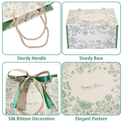 Floral Printed Paper Gift Tote Bags ABAG-WH0044-82B-1