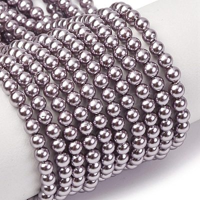 Electroplated Shell Pearl Beads Strands BSHE-G041-3mm-02-1