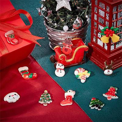 48Pcs 12 Styles Christmas Theme Opaque Resin Cabochons CRES-SC0002-54-1