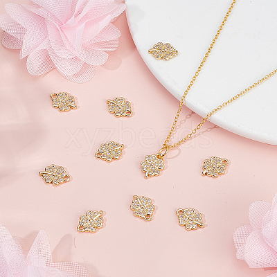10Pcs Brass Micro Pave Cubic Zirconia Charms KK-HY0004-34-1