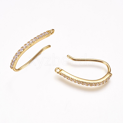 Brass Cubic Zirconia Earring Hooks KK-P076-07-1