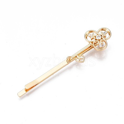 Brass Micro Pave Clear Cubic Zirconia Hair Bobby Pin Findings MAK-N232-002-1