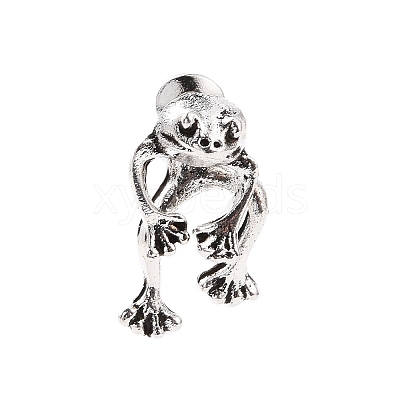 Alloy Frog Front Back Stud Earrings for Men Women EJEW-H088-01AS-1