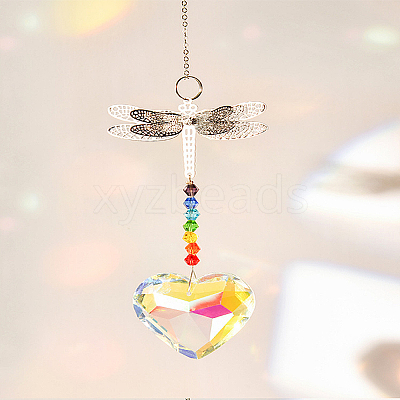 1Pc Crystals Chandelier Suncatchers Prisms Chakra Hanging Pendant HJEW-LP0002-58-1