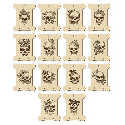 14Pcs 14 Style Plywood Thread Winding Boards WOOD-WH0060-09-1