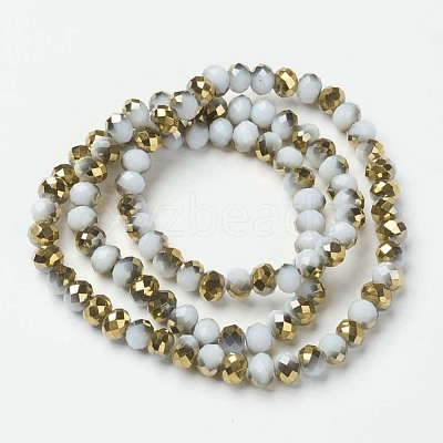 Electroplate Opaque Glass Beads Strands EGLA-A034-P6mm-O08-1